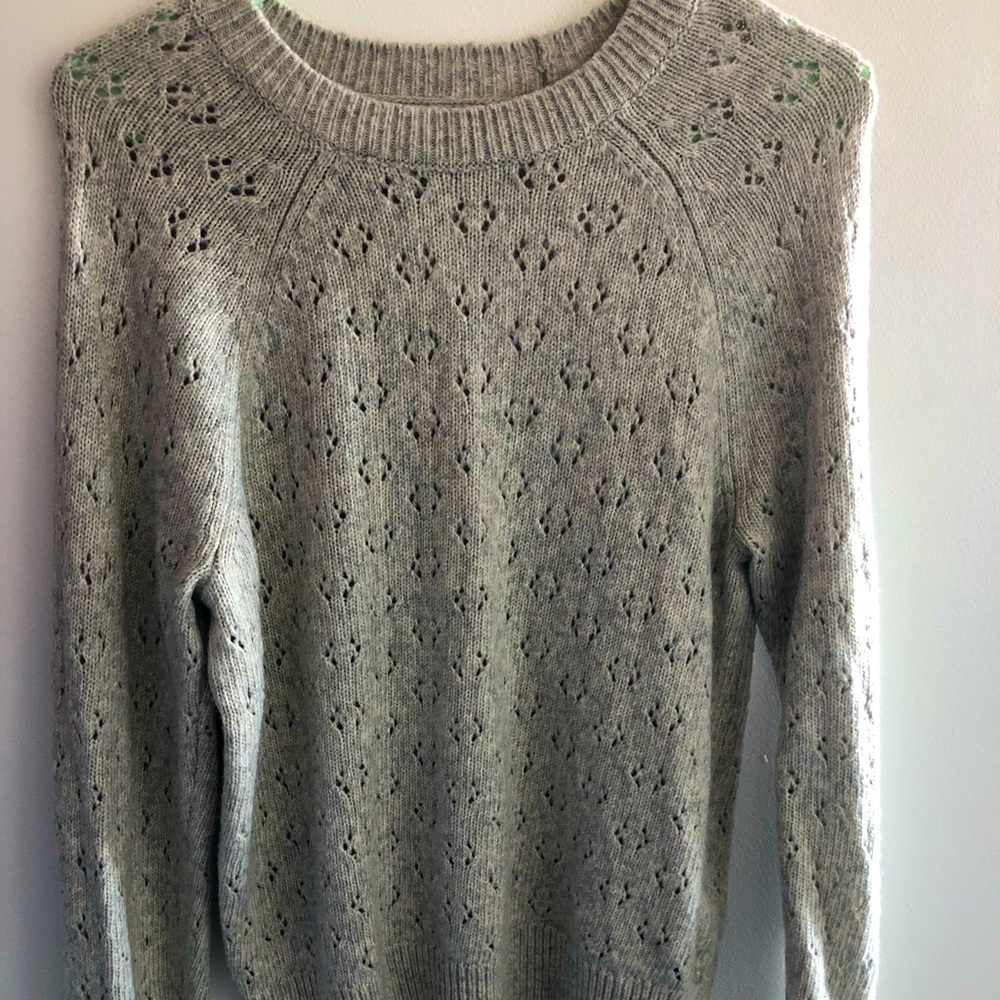 Lucky Brand Women’s Eyelet Sweater Gray Size M